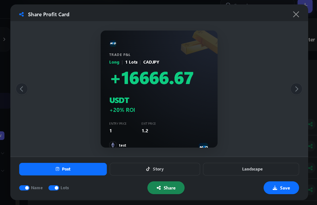 PnL Share Cards